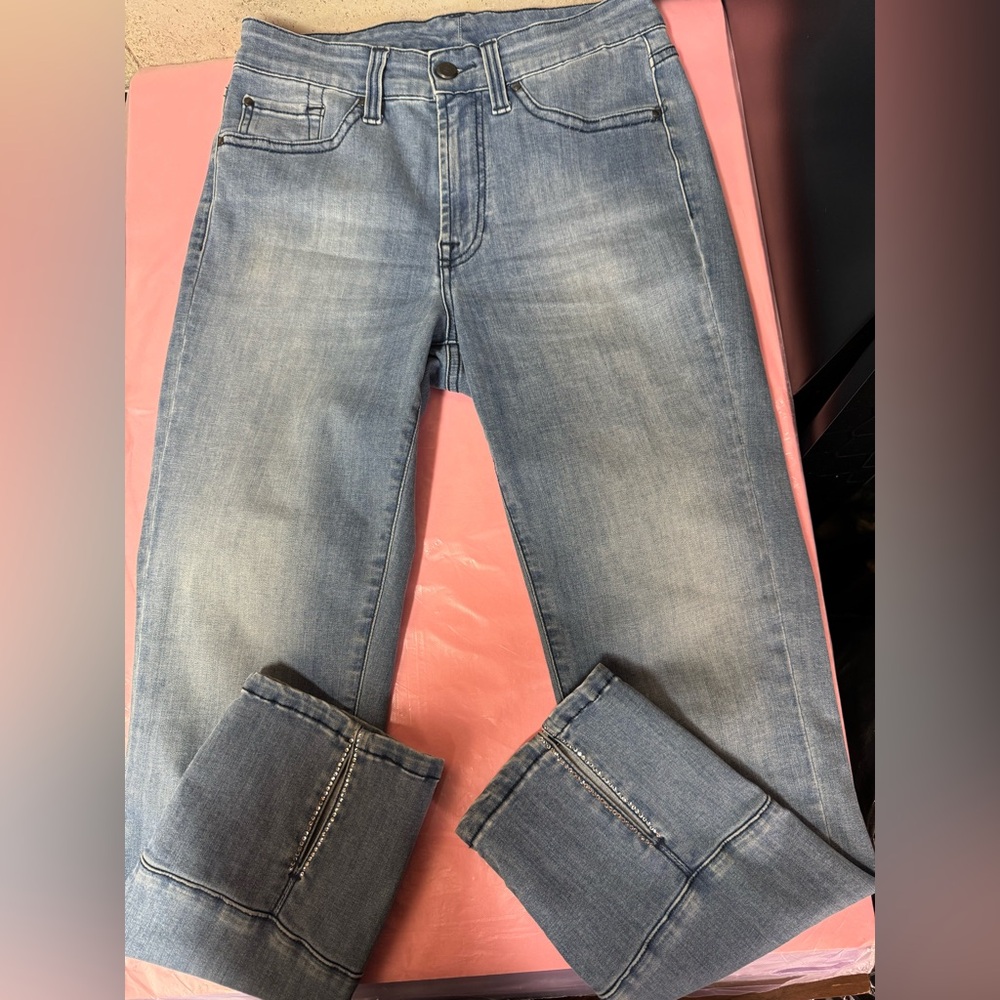 JONNY-Q  Straight Leg Jeans With Rhinestone Embellishment Blue